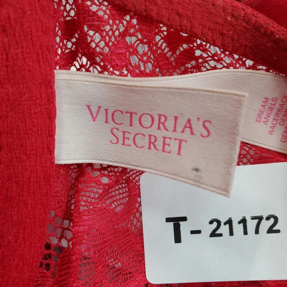 Victoria's Secret Women Bra 34D Red Floral Dream Angels Racerback Front Closure